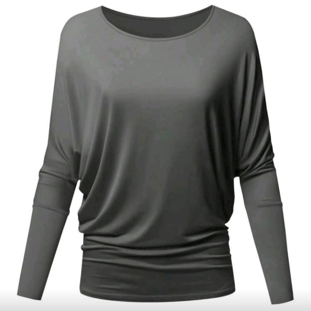 Elegant Charcoal Long Sleeve Blouse